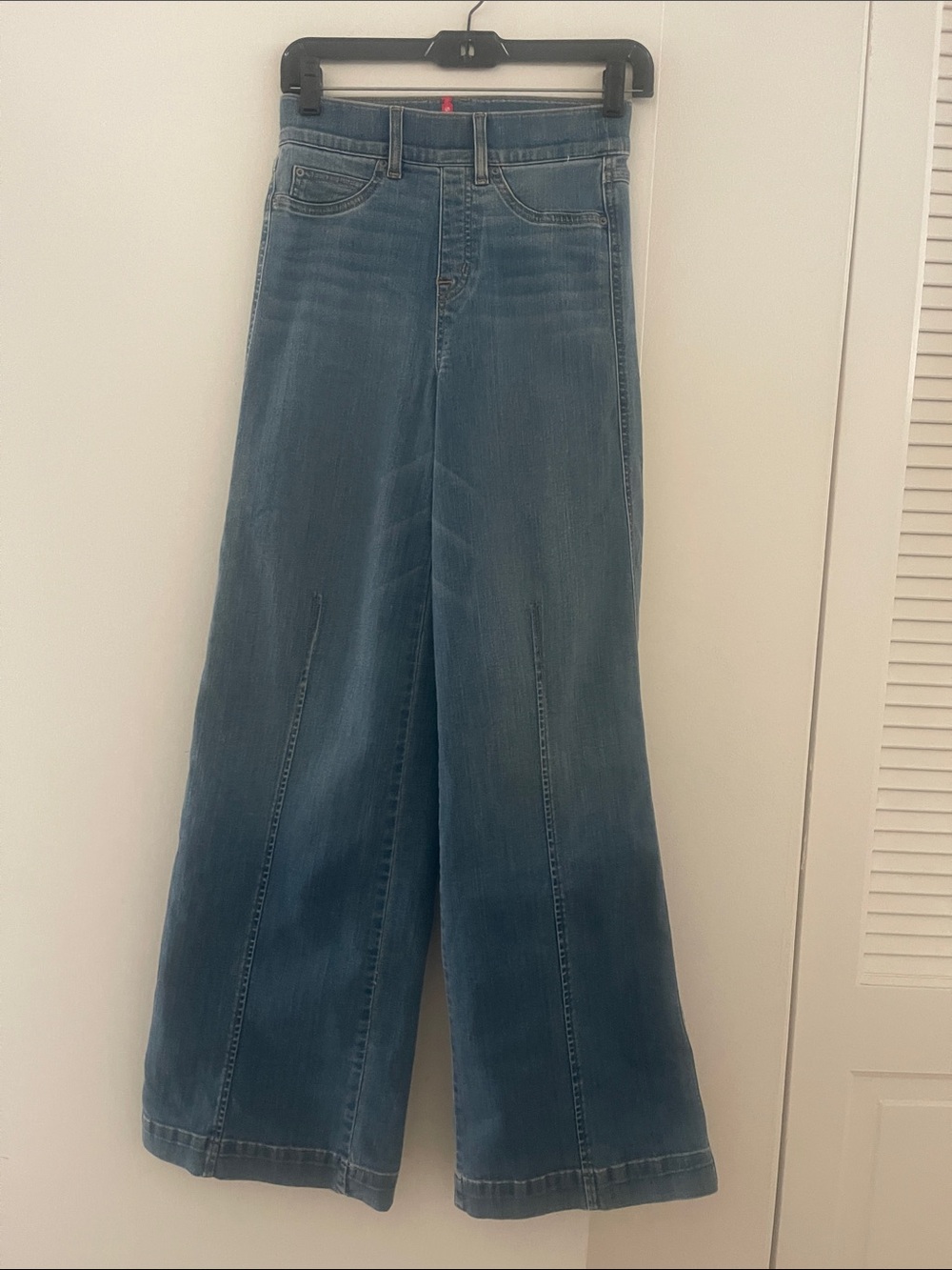 SPANX Mid Wash Wide Leg Jeans in Blue
